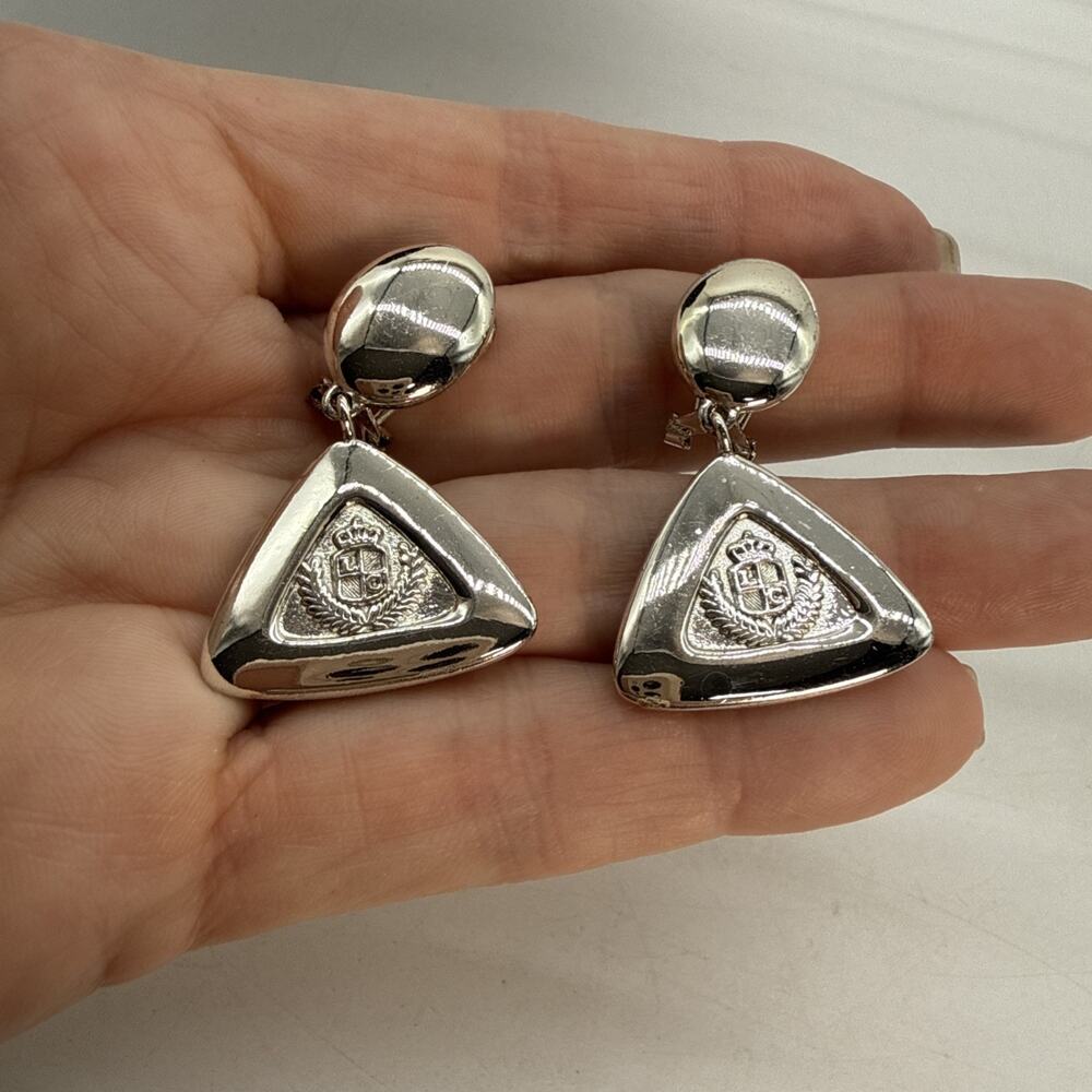 Vintage Liz Claiborne XCI Clip-on Dangle Earrings Silver from the 1990s SKU0101